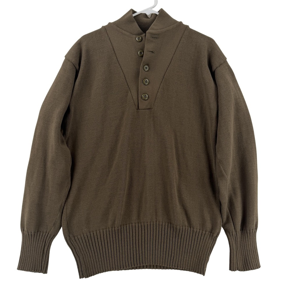 Garrison Collection Sweater Mens XL Green Acrylic Mock Neck Henley Military